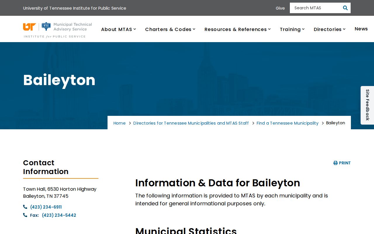 Baileyton court docket access through the official municipal directory