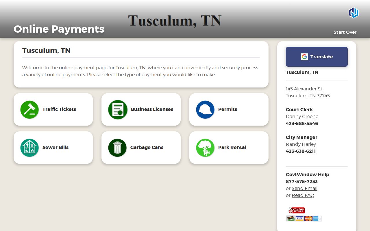 Greene County civil docket compared with Tusculum payment portal