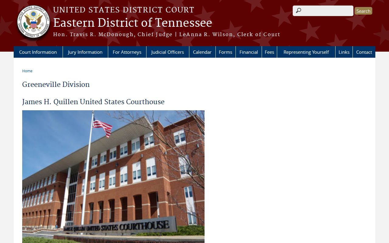 Greene County traffic court record boundary shown by the federal Greeneville Division page