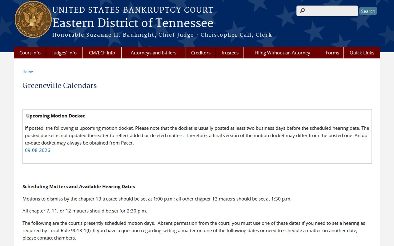 Greene County traffic court dates contrasted with the federal bankruptcy calendar