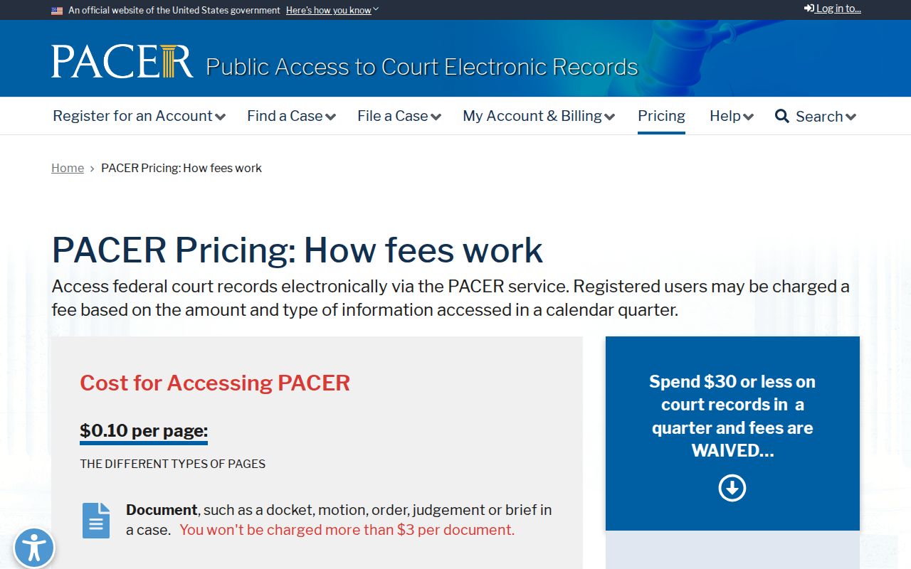 Greene County traffic court record route contrasted with PACER pricing